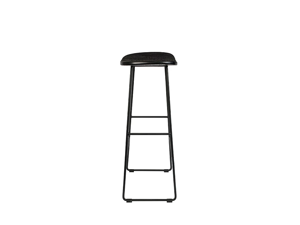 Tangle - Tabouret de bar en teck recyclé et métal H76cm - Noir