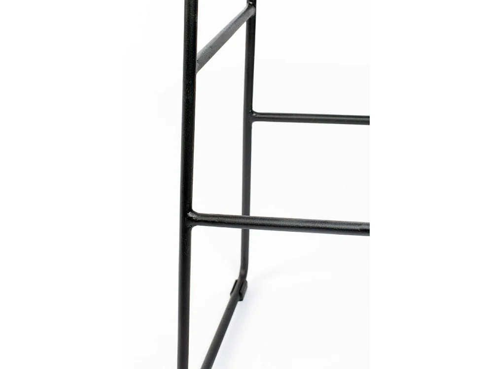 Tangle - Tabouret de bar en teck recyclé et métal H76cm - Noir