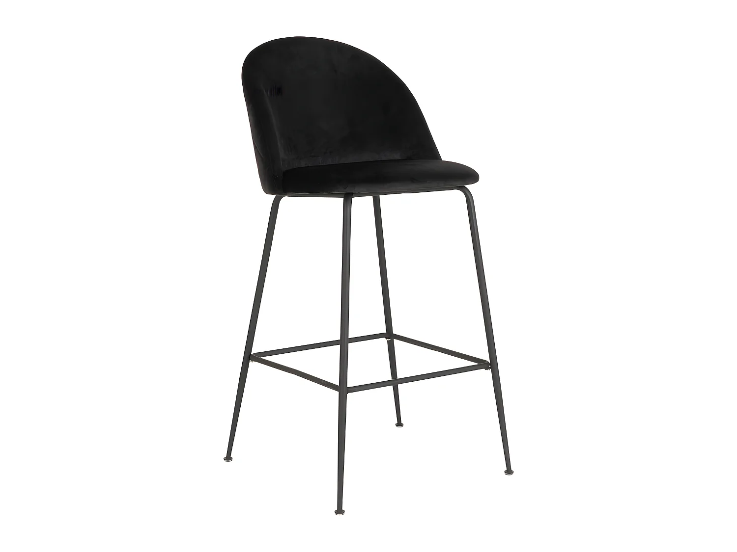 Lausanne - Lot de 2 chaises de bar en velours et métal H77cm - Noir