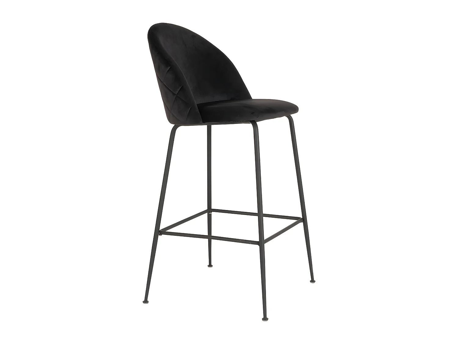 Lausanne - Lot de 2 chaises de bar en velours et métal H77cm - Noir