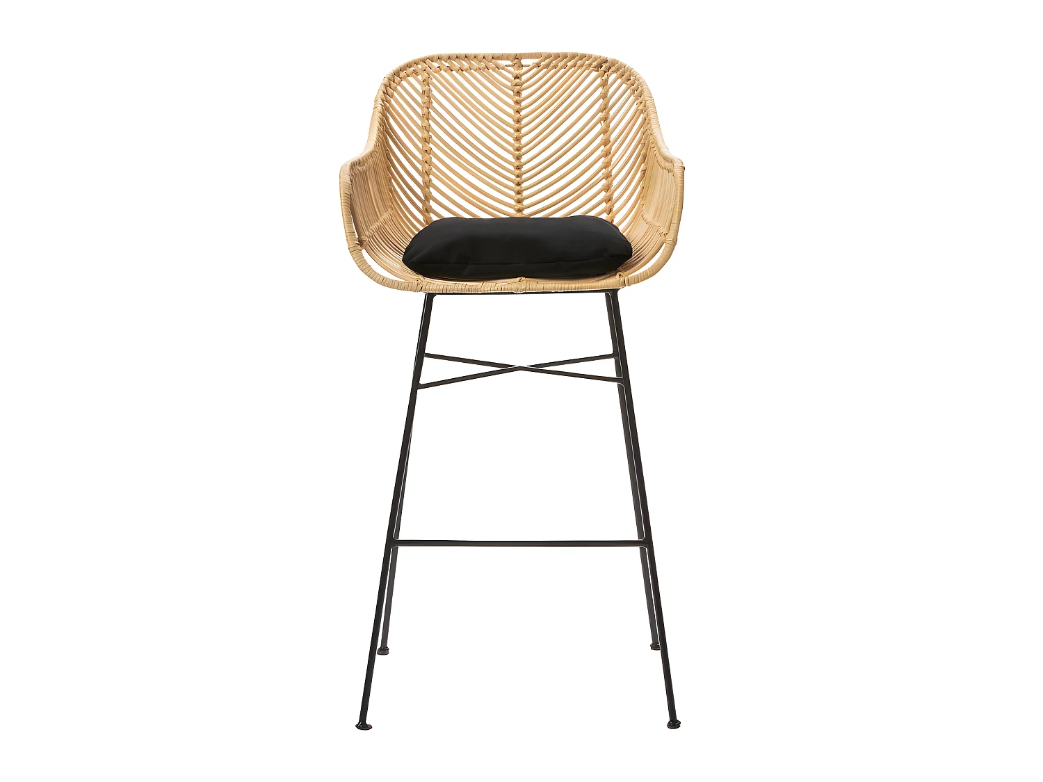 Nunuhai - Lot de 2 tabourets de bar en rotin H68cm - Naturel