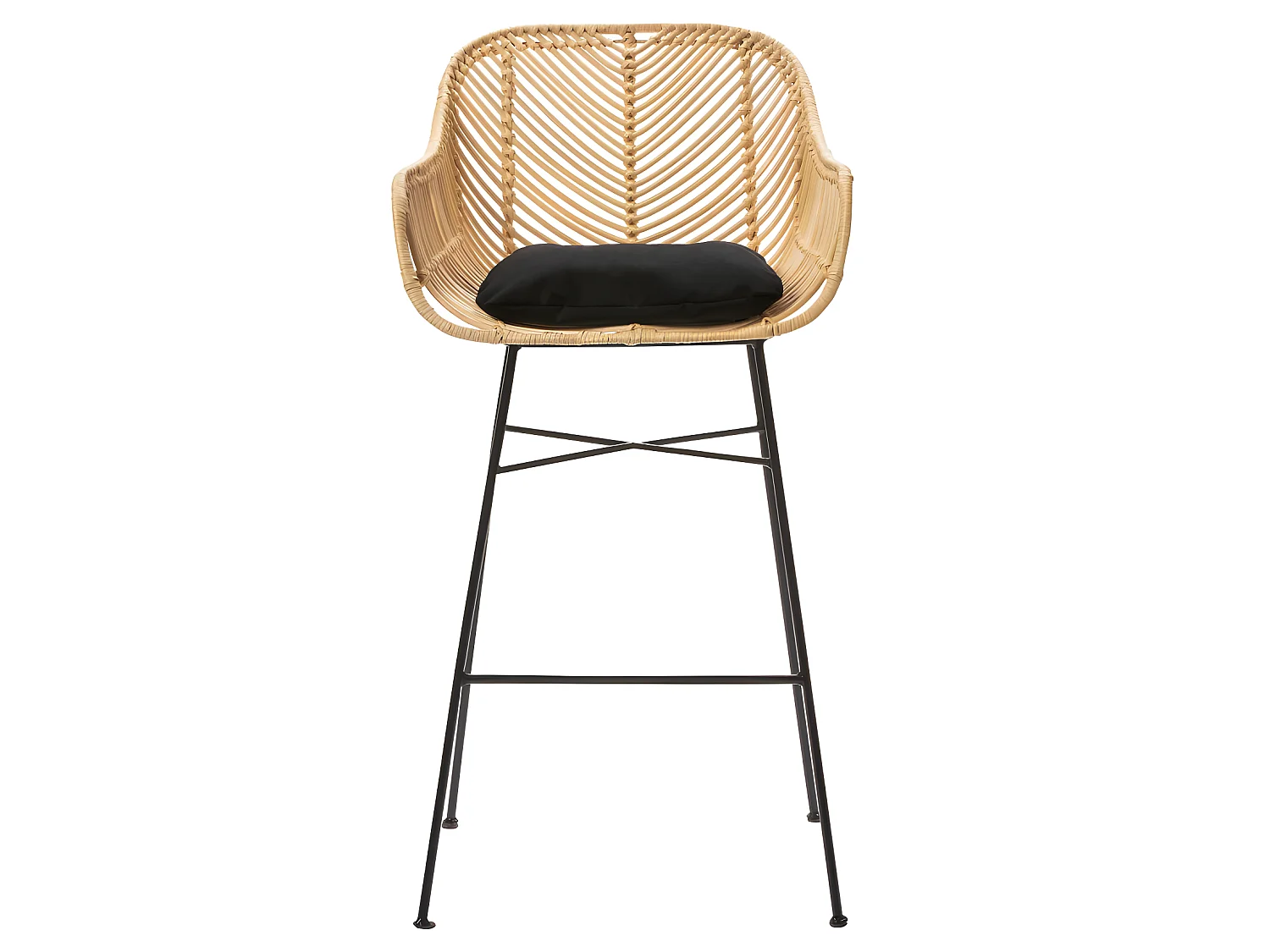 Nunuhai - Lot de 2 tabourets de bar en rotin H68cm - Naturel