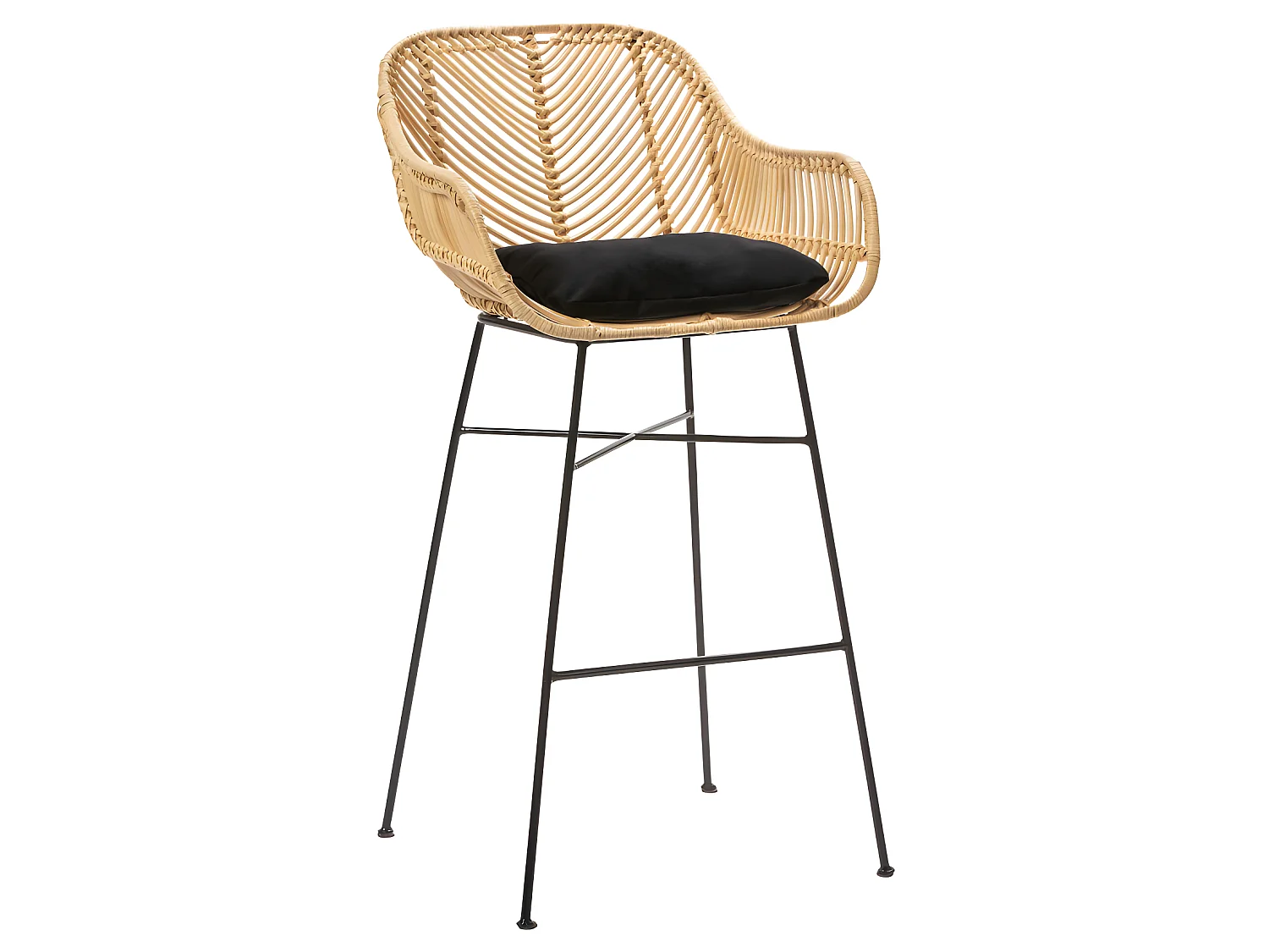 Nunuhai - Lot de 2 tabourets de bar en rotin H68cm - Naturel