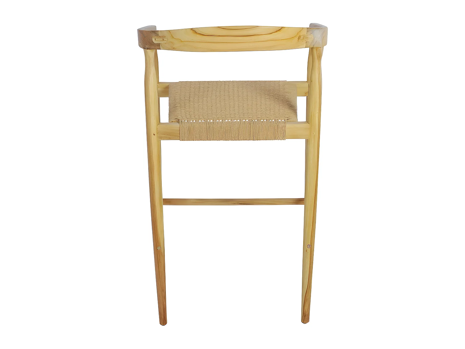 Buri - Lot de 2 fauteuils de bar en teck et corde tressé H65cm - Bois clair