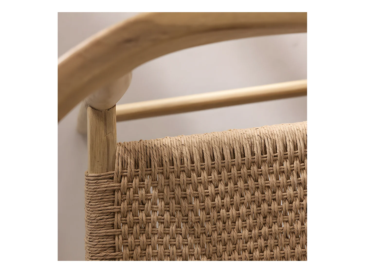 Buri - Lot de 2 fauteuils de bar en teck et corde tressé H65cm - Bois clair