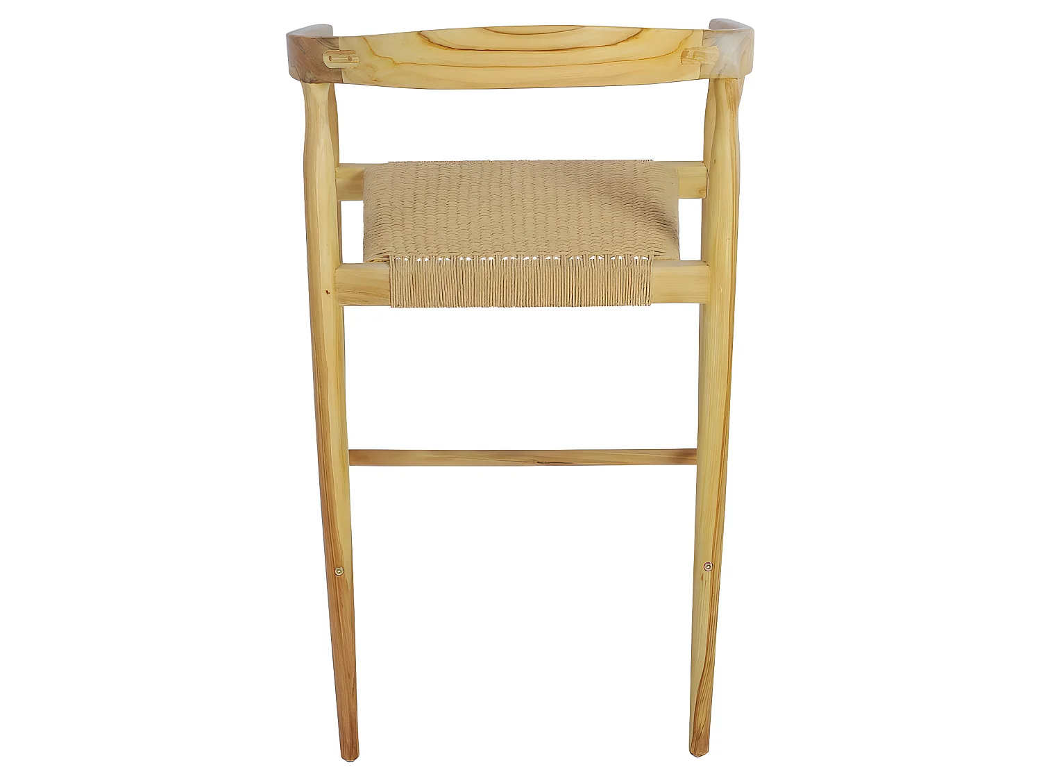 Buri - Lot de 2 fauteuils de bar en teck et corde tressé H65cm - Bois clair