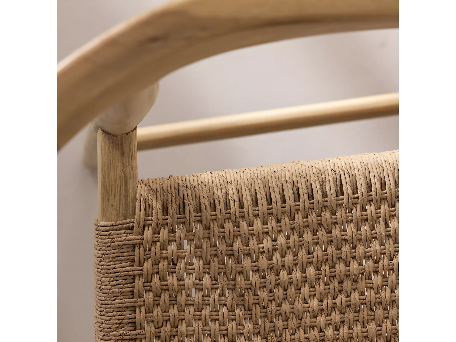 Buri - Lot de 2 fauteuils de bar en teck et corde tressé H65cm - Bois clair