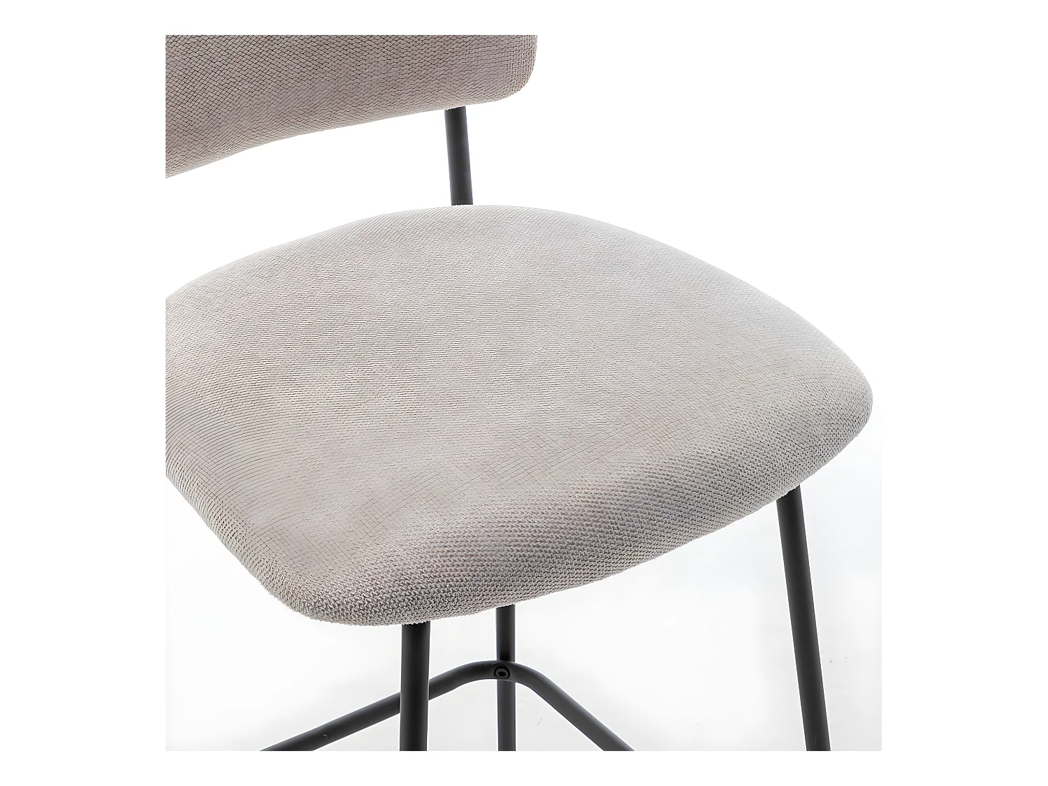 Vander - Lot de 2 chaises de bar en tissu et métal H65cm - Beige