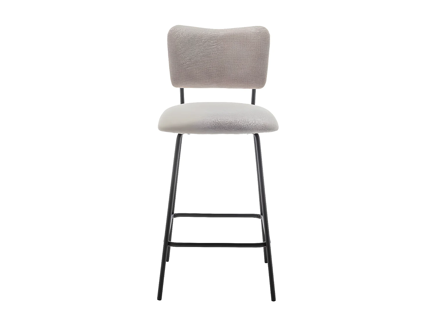 Vander - Lot de 2 chaises de bar en tissu et métal H65cm - Beige