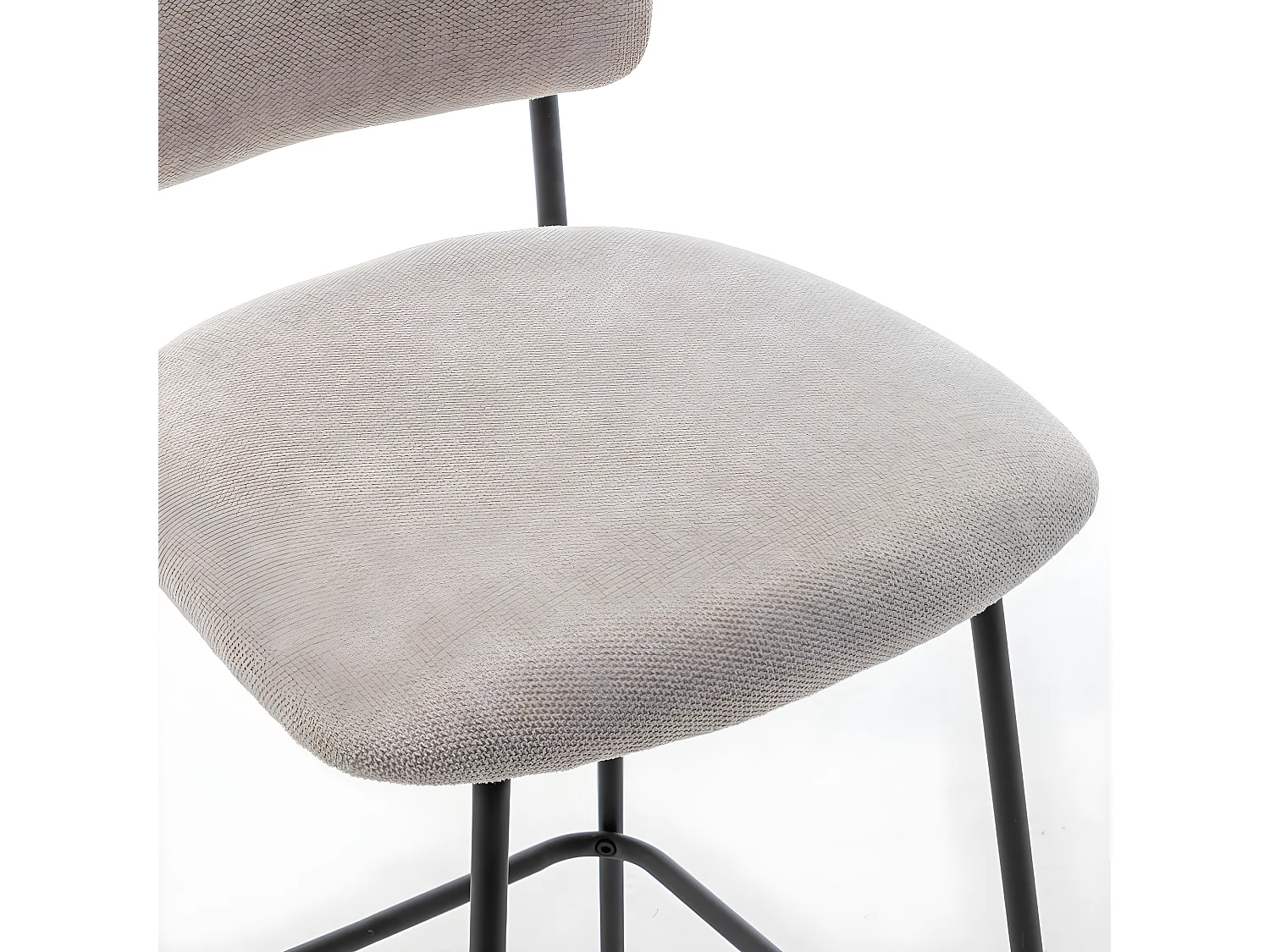 Vander - Lot de 2 chaises de bar en tissu et métal H65cm - Beige