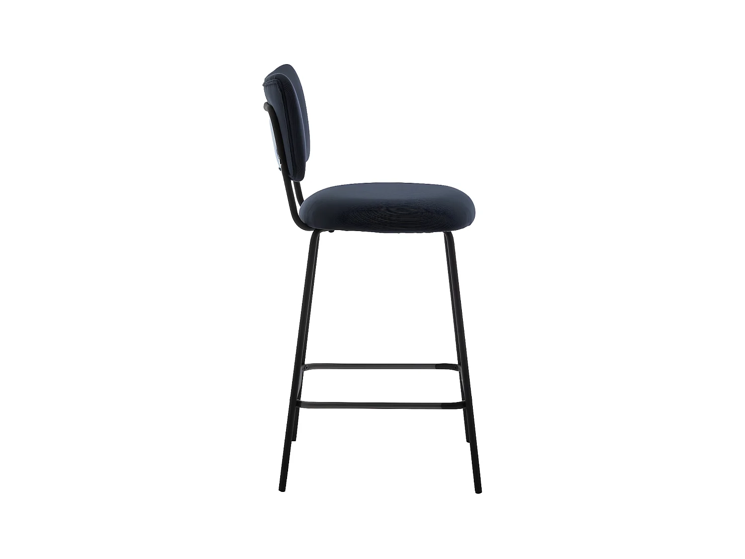 Vander - Lot de 2 chaises de bar en velours côtelé et métal H65cm - Ardoise