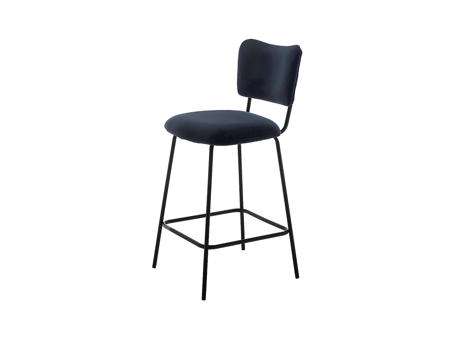 Vander - Lot de 2 chaises de bar en velours côtelé et métal H65cm - Ardoise