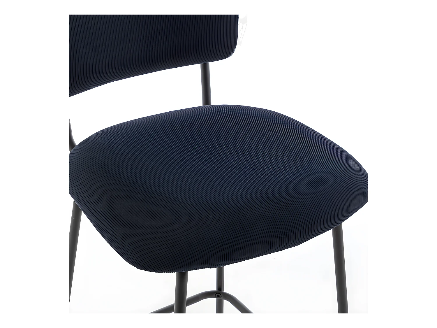 Vander - Lot de 2 chaises de bar en velours côtelé et métal H65cm - Ardoise