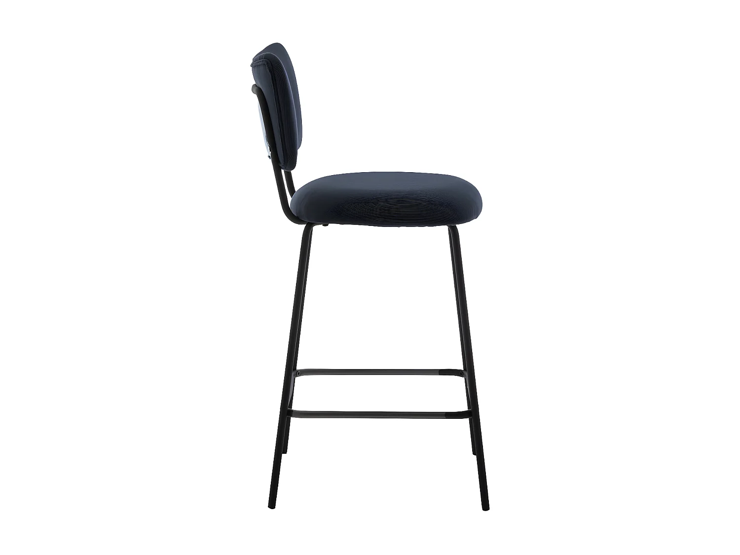 Vander - Lot de 2 chaises de bar en velours côtelé et métal H65cm - Ardoise