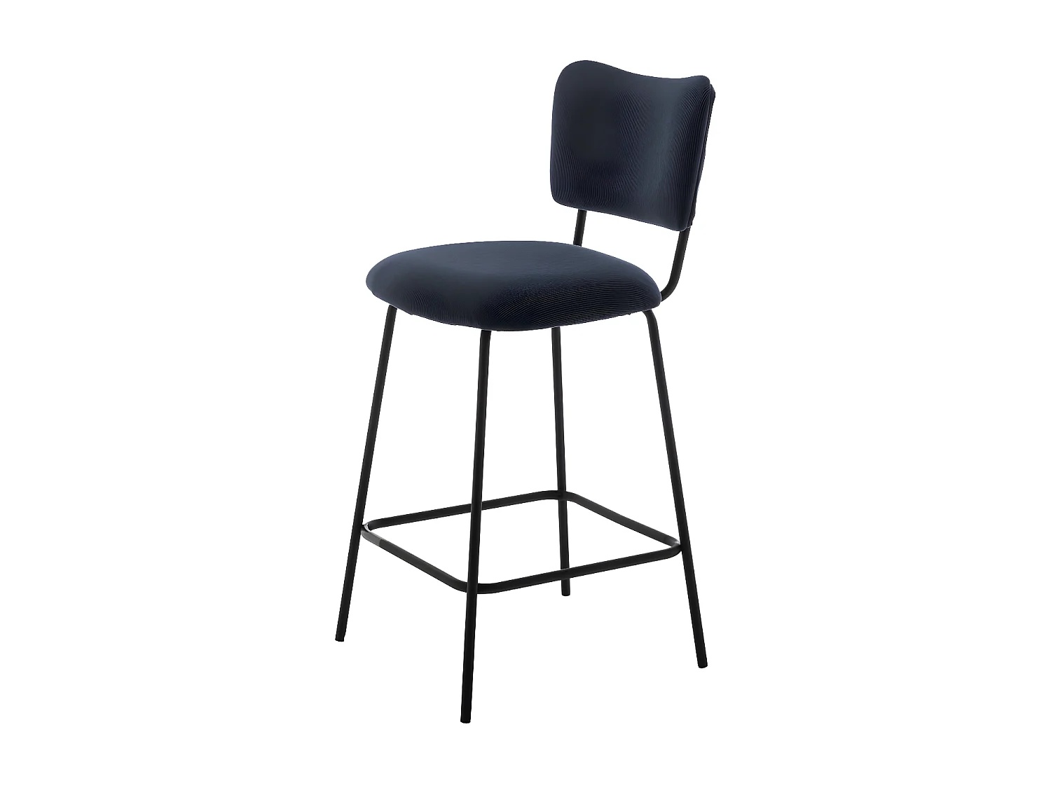 Vander - Lot de 2 chaises de bar en velours côtelé et métal H65cm - Ardoise