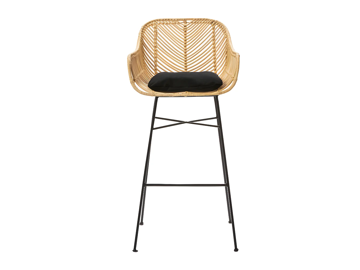 Nunuhai - Lot de 2 tabourets de bar en rotin H76cm - Naturel