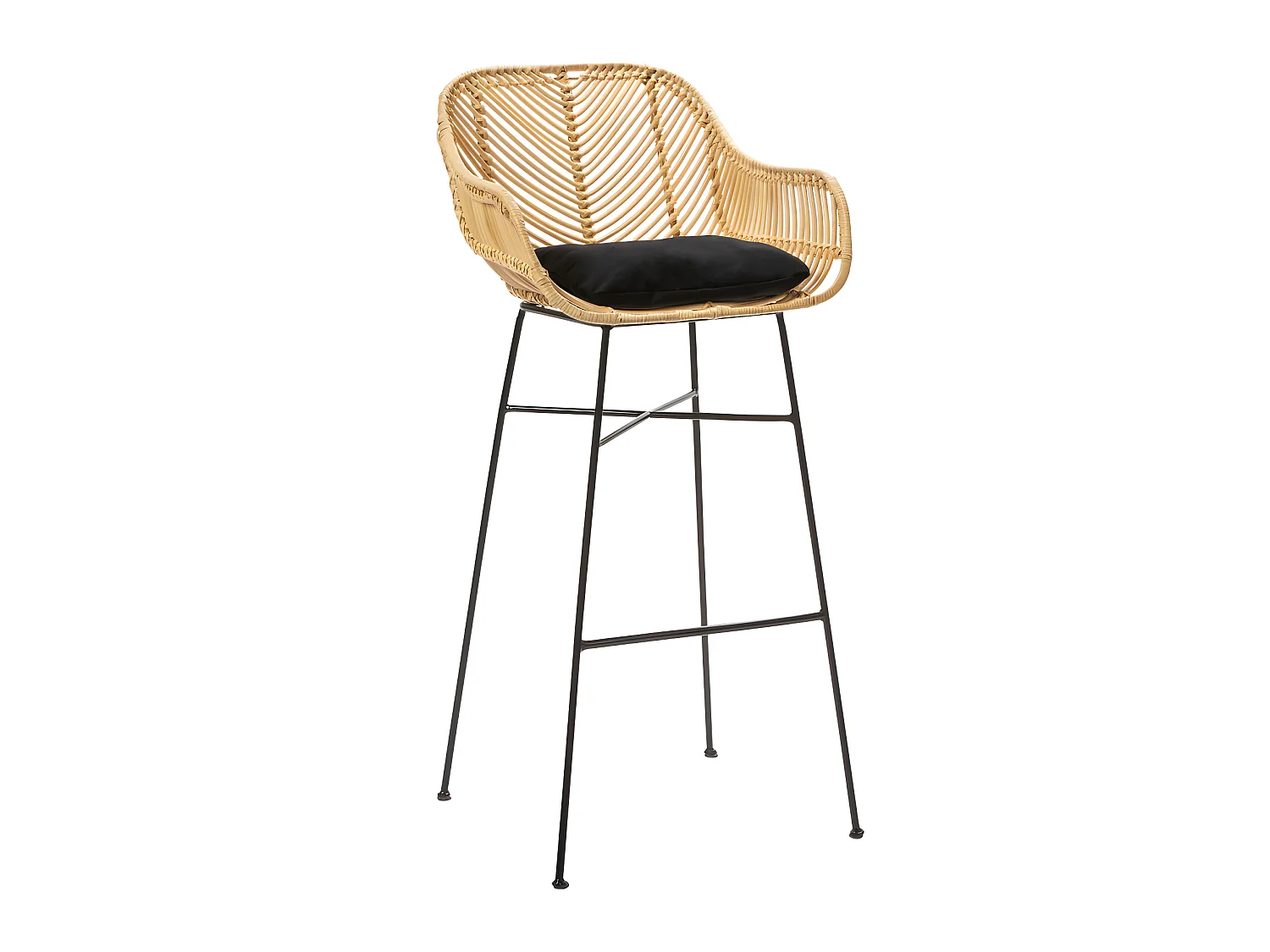 Nunuhai - Lot de 2 tabourets de bar en rotin H76cm - Naturel