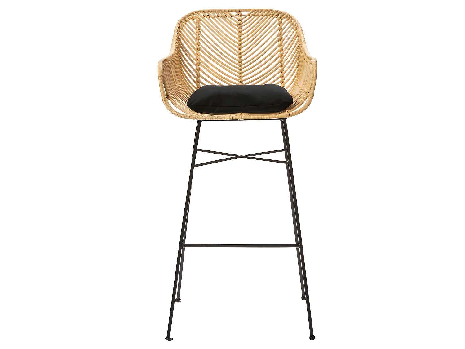 Nunuhai - Lot de 2 tabourets de bar en rotin H76cm - Naturel