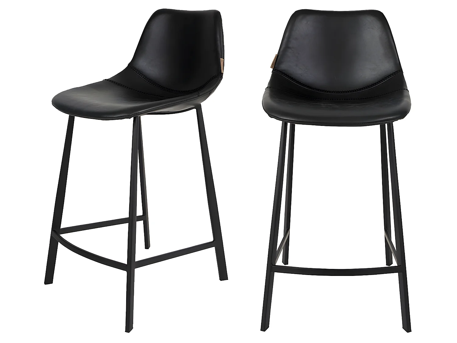 Franky - Lot de 2 tabourets de bar vintage H65cm - Noir