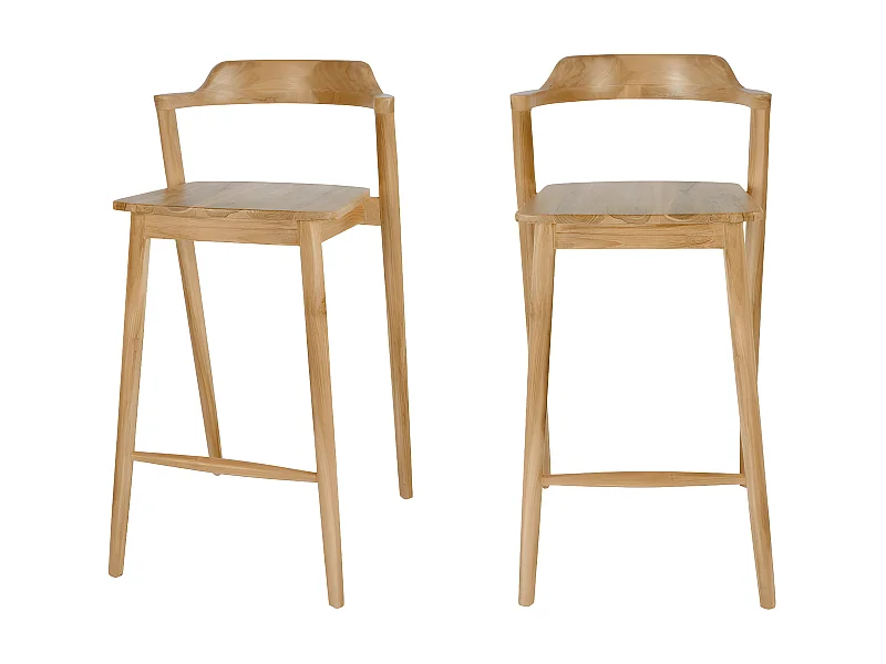 Joko - Lot de 2 chaises de bar en teck H75cm - Bois