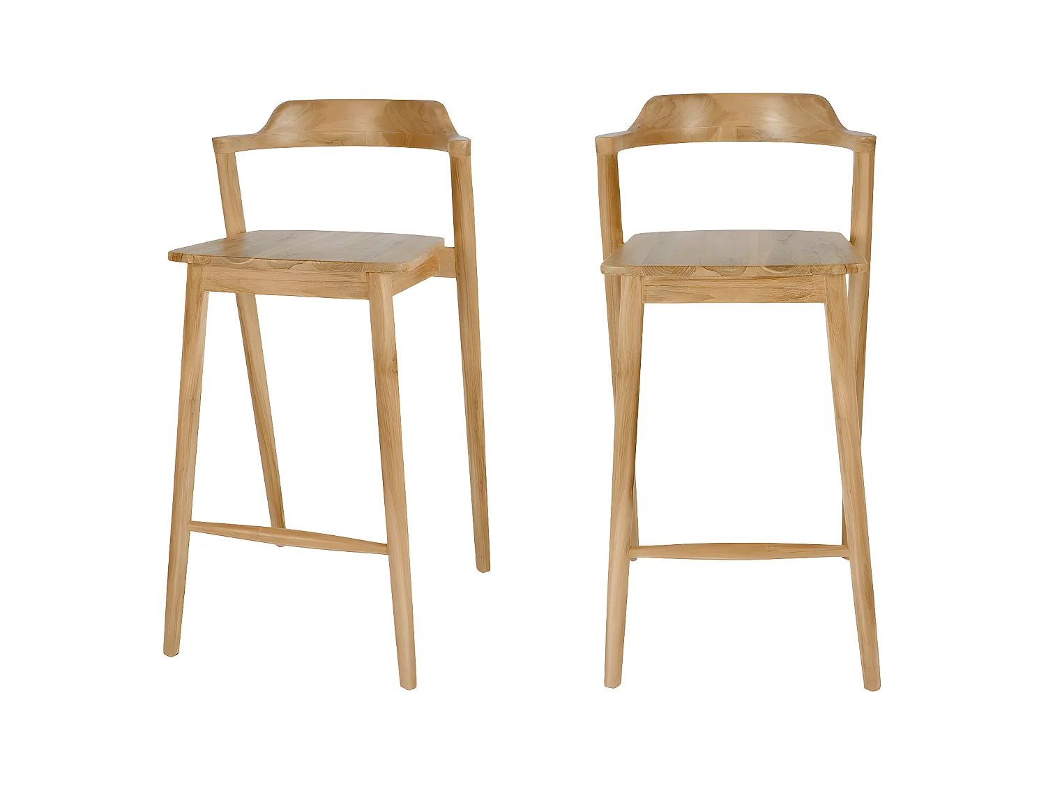 Joko - Lot de 2 chaises de bar en teck H75cm - Bois