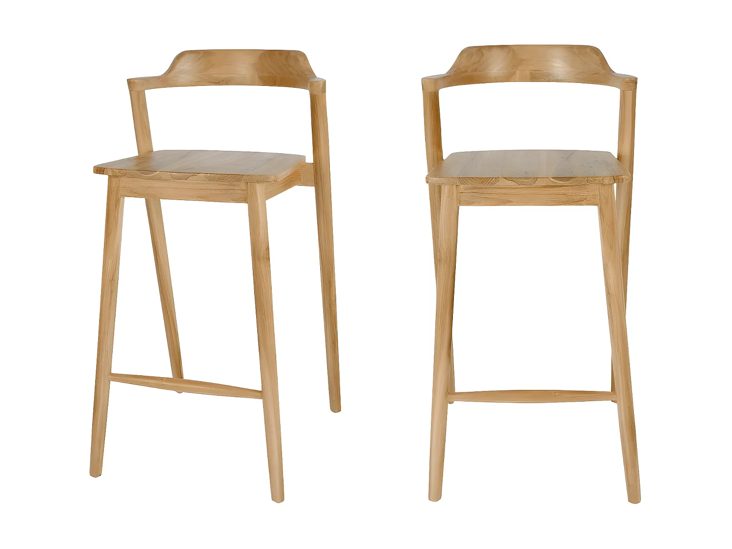 Joko - Lot de 2 chaises de bar en teck H75cm - Bois