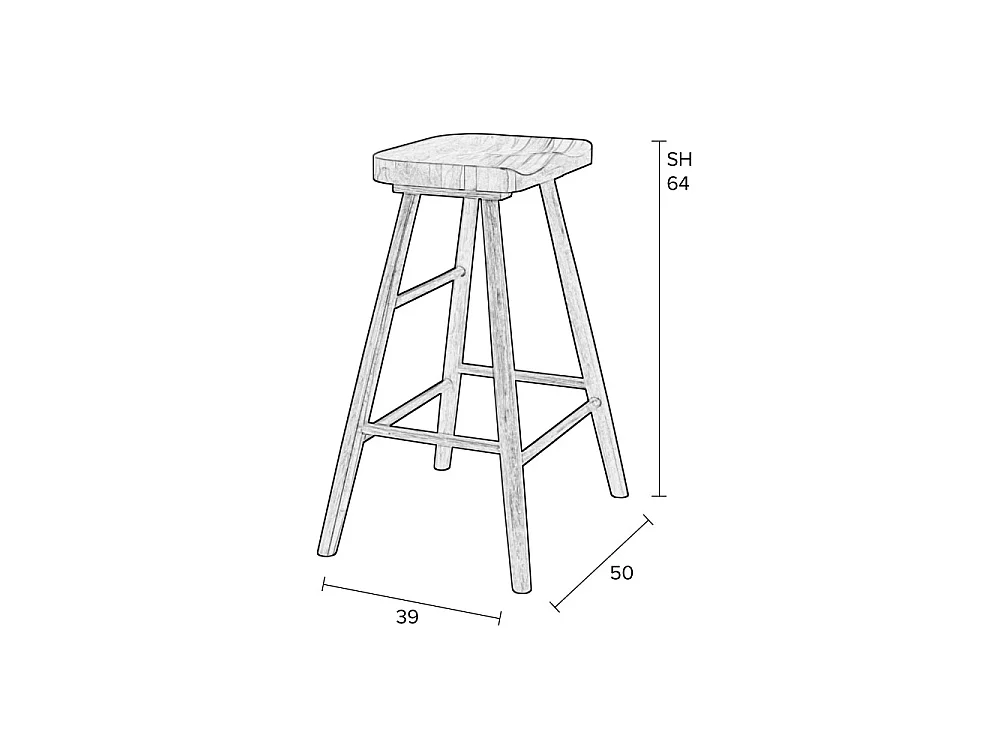 Vander - Tabouret de bar en bois H65,5cm - Bois clair
