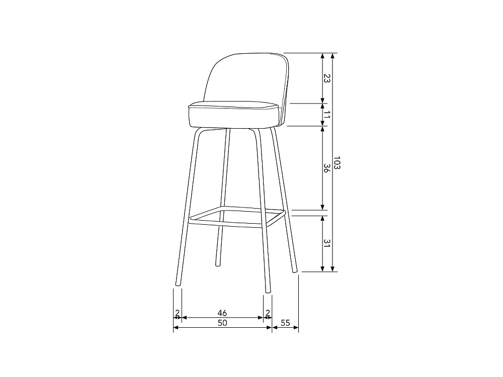 Tabouret de bar en velours VOGUE