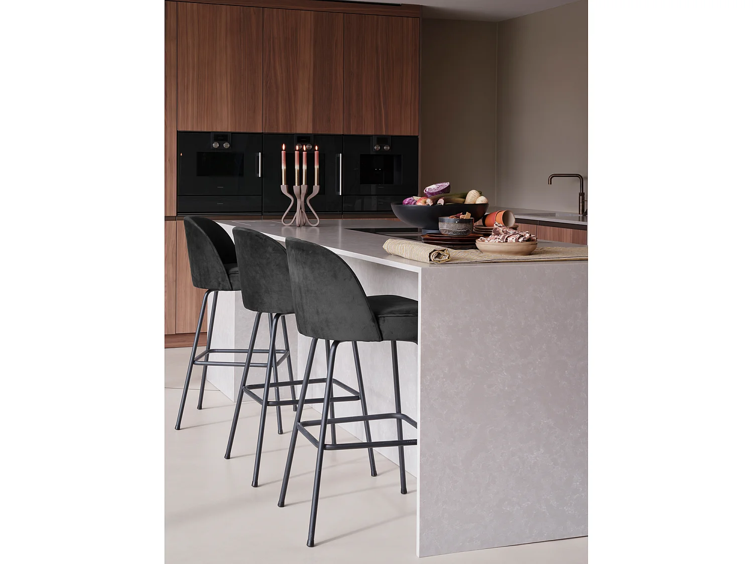 Tabouret de bar en velours VOGUE
