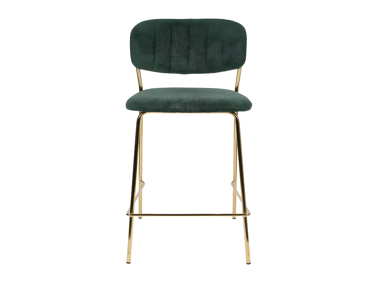 Jolien - Lot de 2 tabourets de bar en tissu avec pieds dorés H65cm - Vert