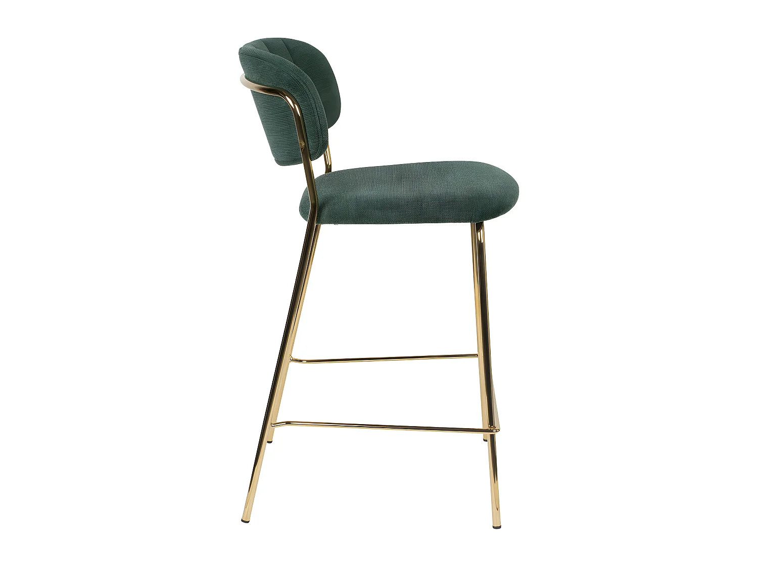 Jolien - Lot de 2 tabourets de bar en tissu avec pieds dorés H65cm - Vert
