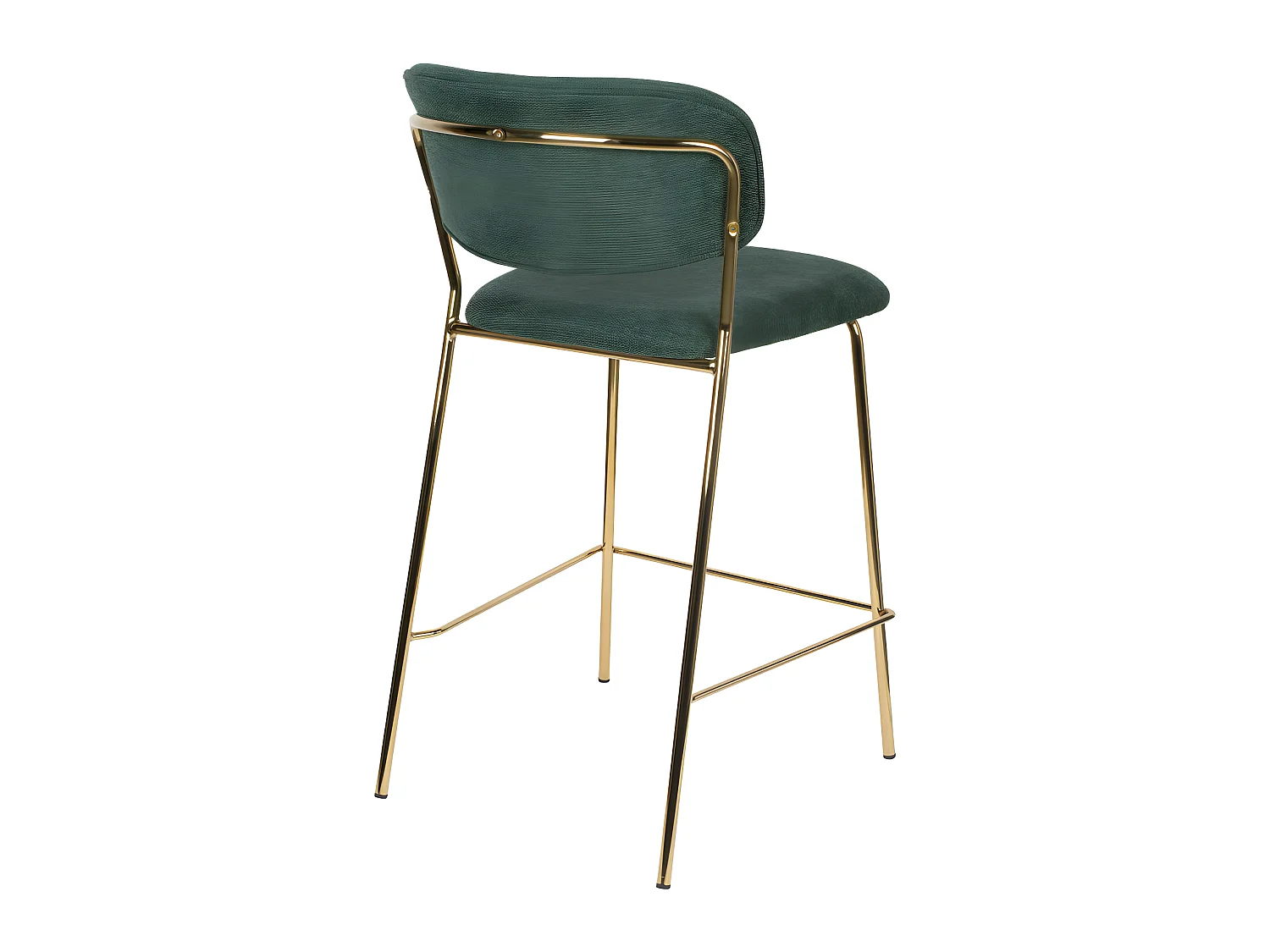 Jolien - Lot de 2 tabourets de bar en tissu avec pieds dorés H65cm - Vert