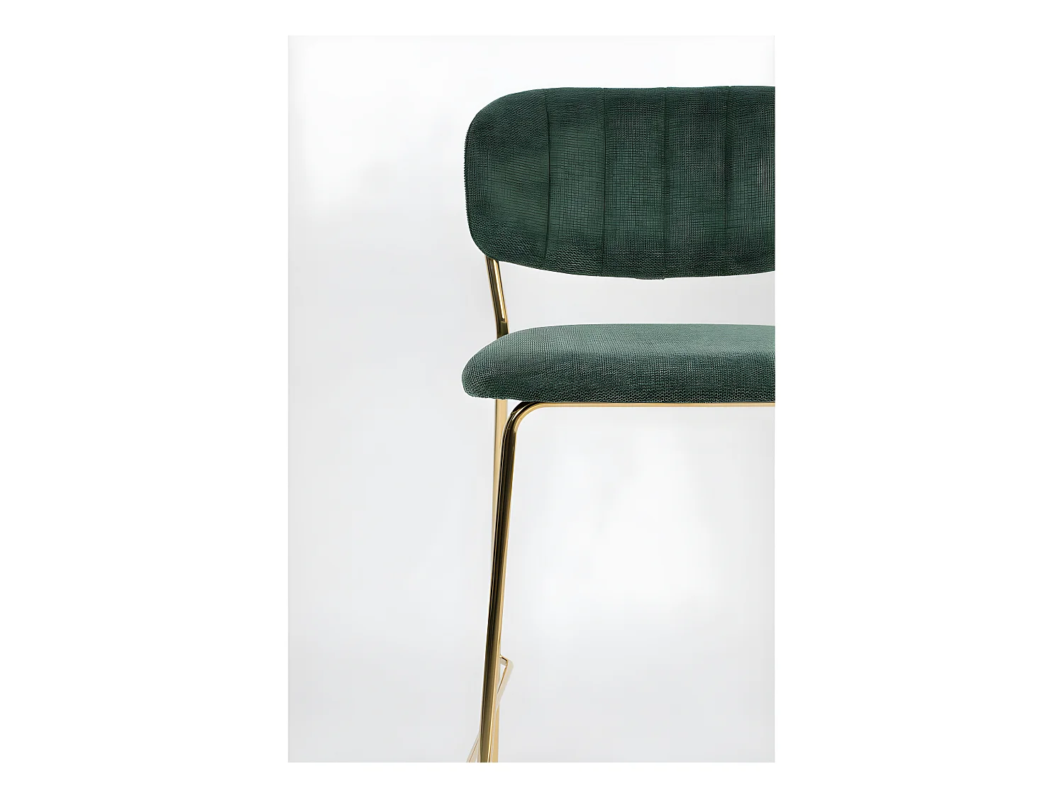 Jolien - Lot de 2 tabourets de bar en tissu avec pieds dorés H65cm - Vert