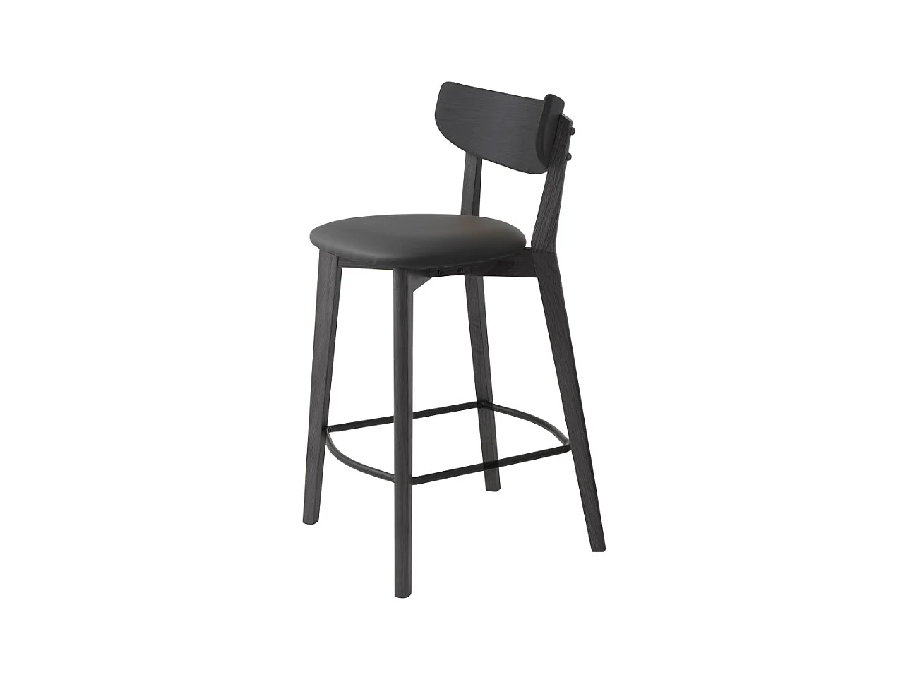 Aude - Lot de 2 chaises de bar en bois et simili H67cm - Noir