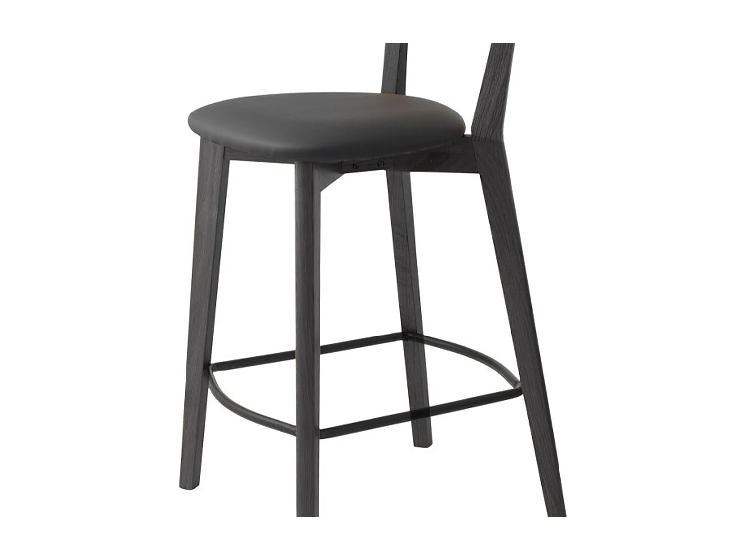 Aude - Lot de 2 chaises de bar en bois et simili H67cm - Noir