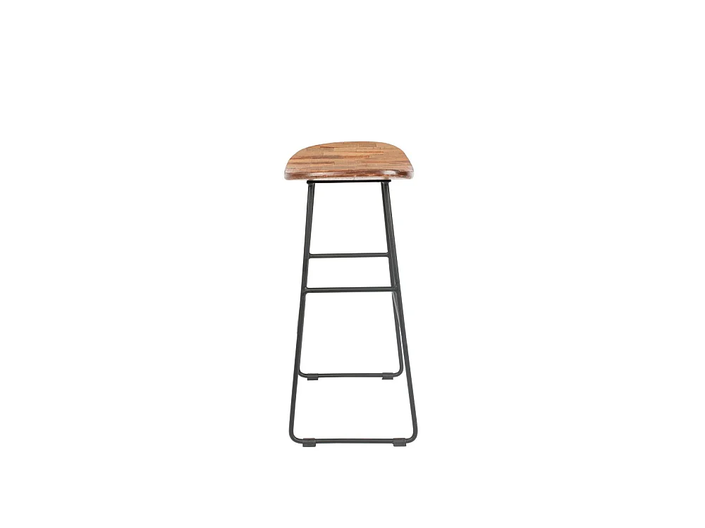 Tangle - Tabouret de bar en teck recyclé et métal H62cm - Naturel