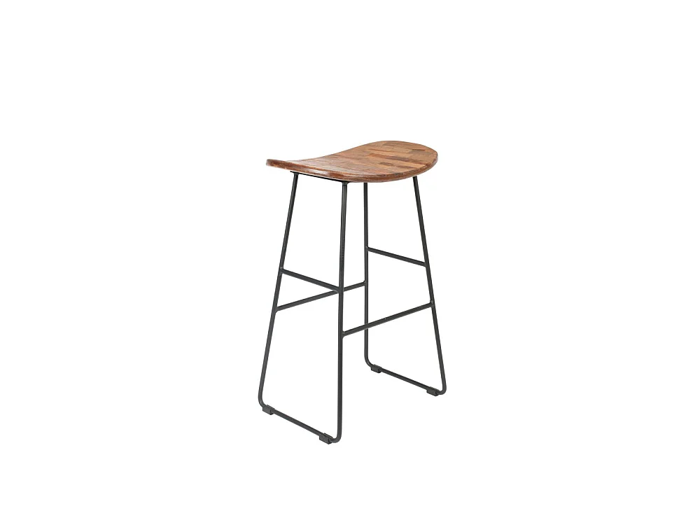 Tangle - Tabouret de bar en teck recyclé et métal H62cm - Naturel