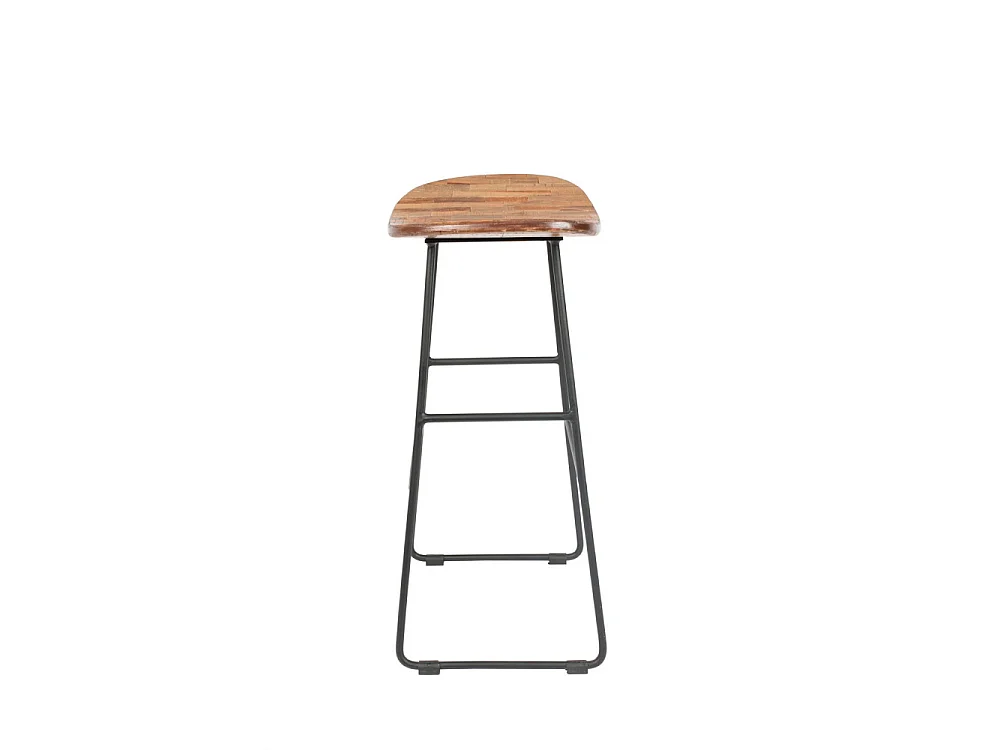 Tangle - Tabouret de bar en teck recyclé et métal H62cm - Naturel