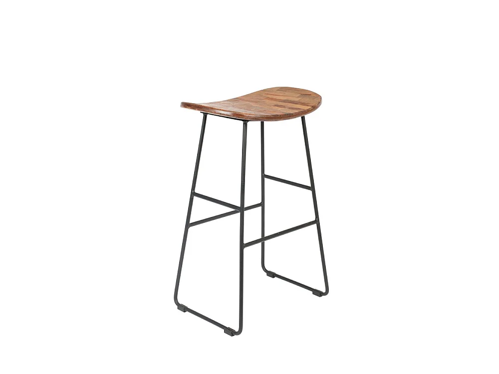 Tangle - Tabouret de bar en teck recyclé et métal H62cm - Naturel