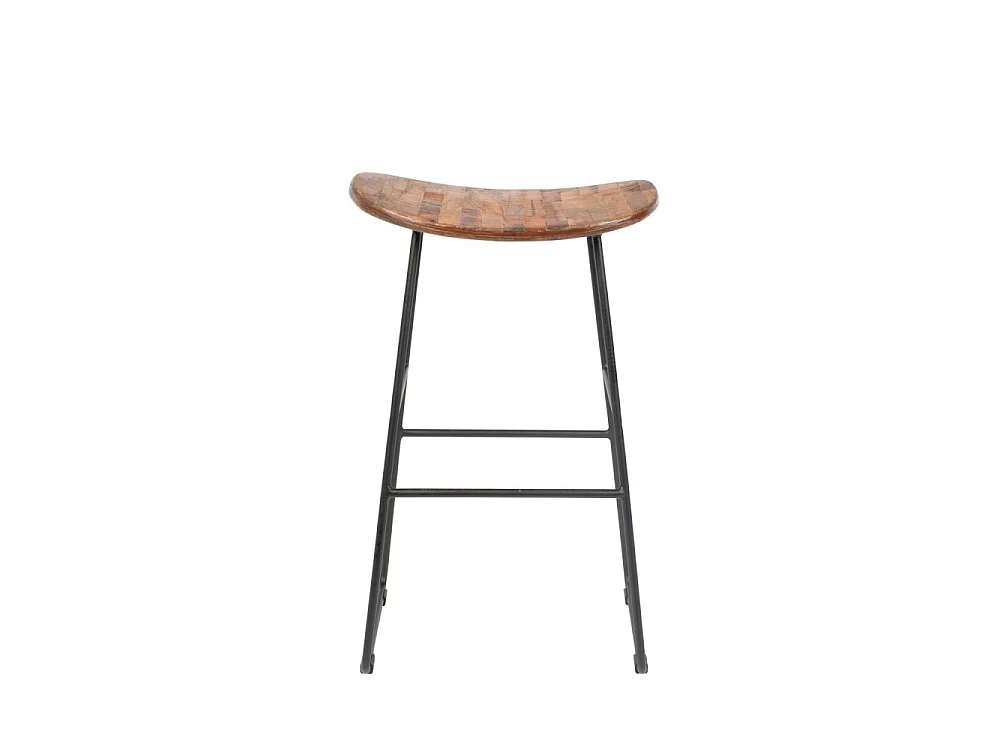Tangle - Tabouret de bar en teck recyclé et métal H62cm - Naturel
