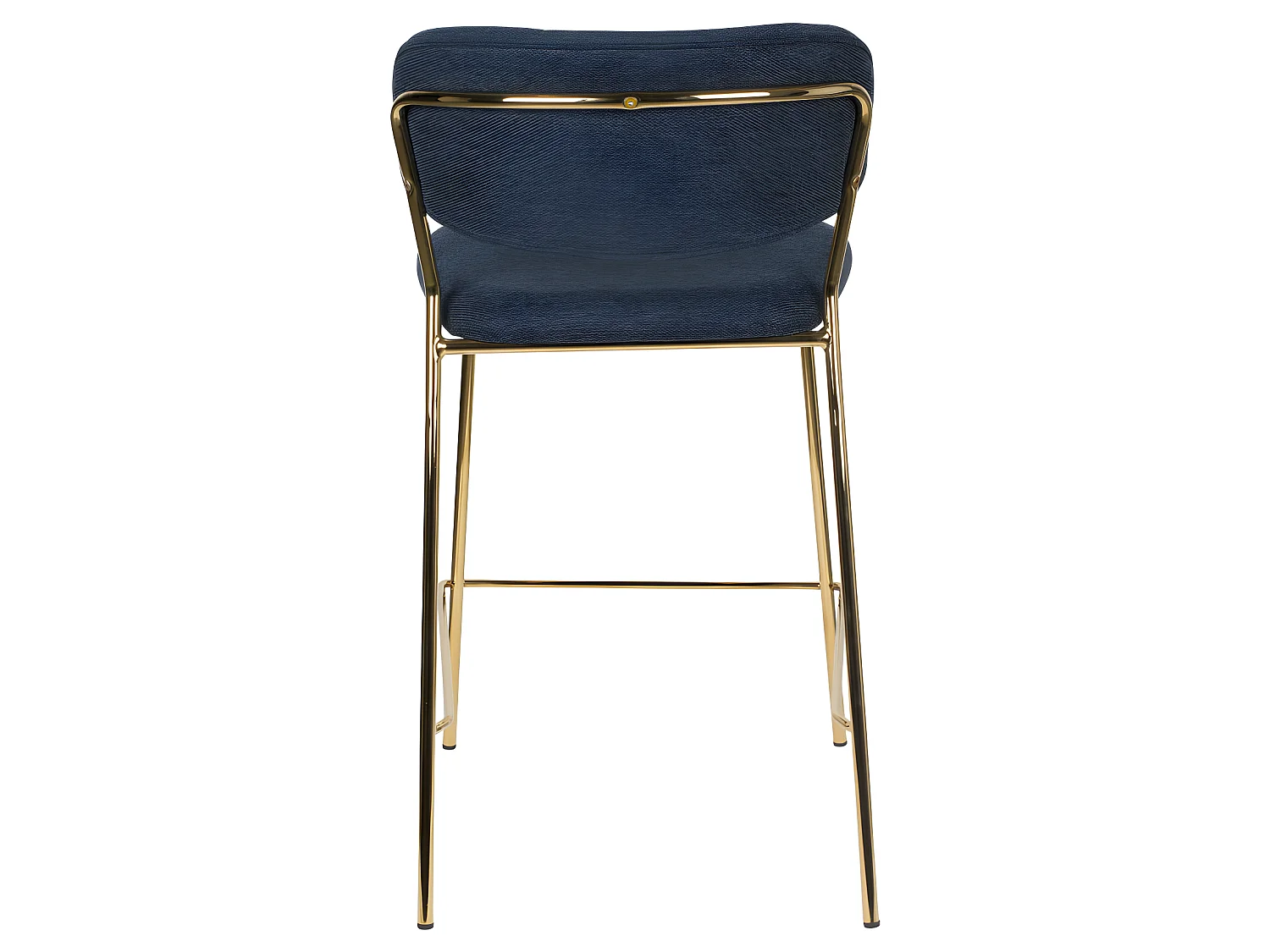 Jolien - Lot de 2 tabourets de bar en tissu avec pieds dorés H65cm - Bleu foncé