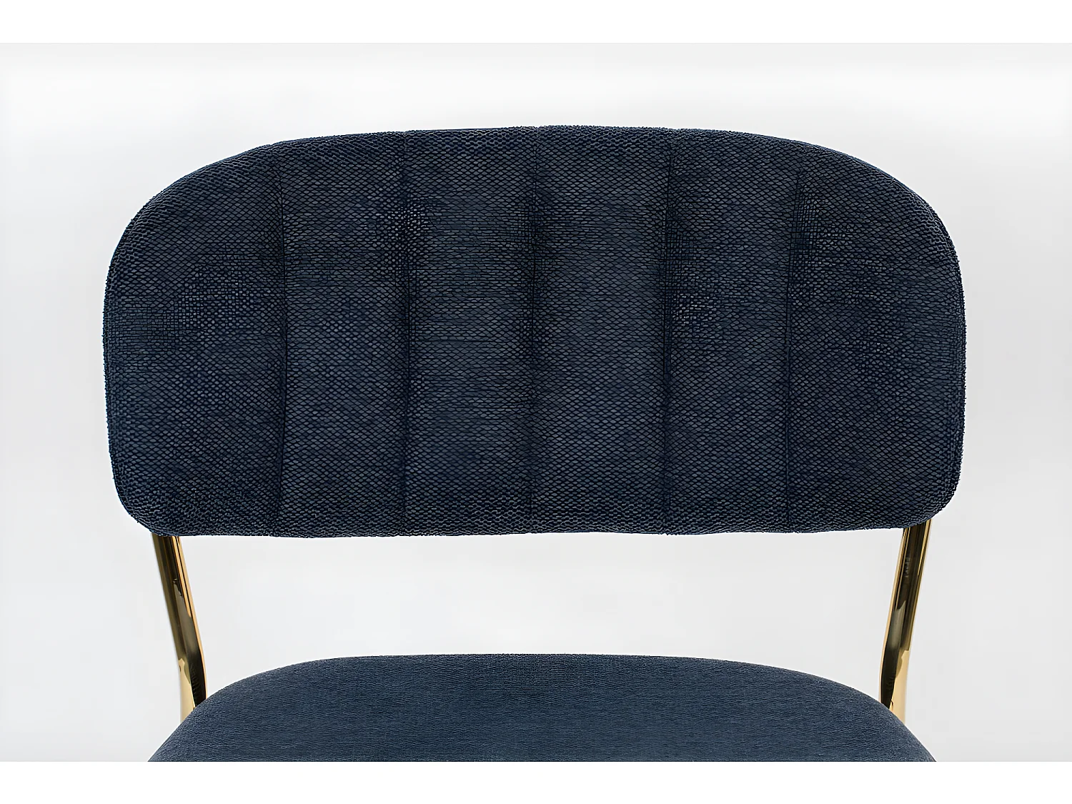 Jolien - Lot de 2 tabourets de bar en tissu avec pieds dorés H65cm - Bleu foncé