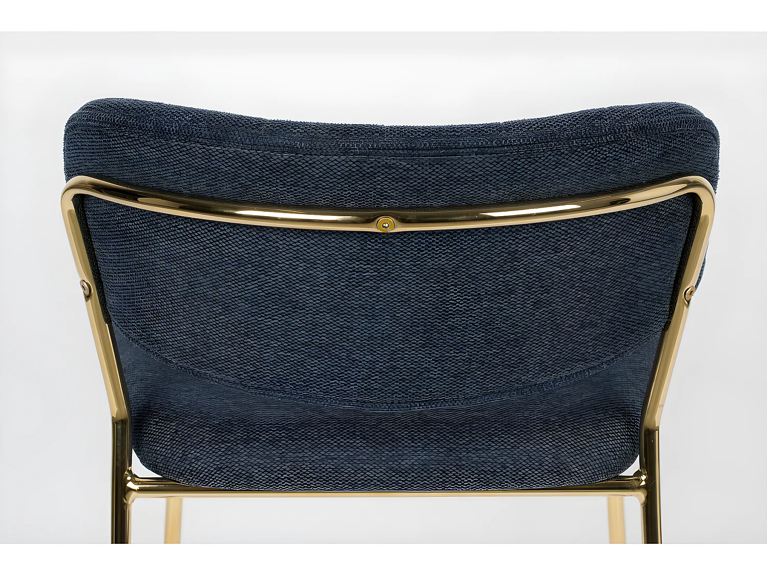 Jolien - Lot de 2 tabourets de bar en tissu avec pieds dorés H65cm - Bleu foncé