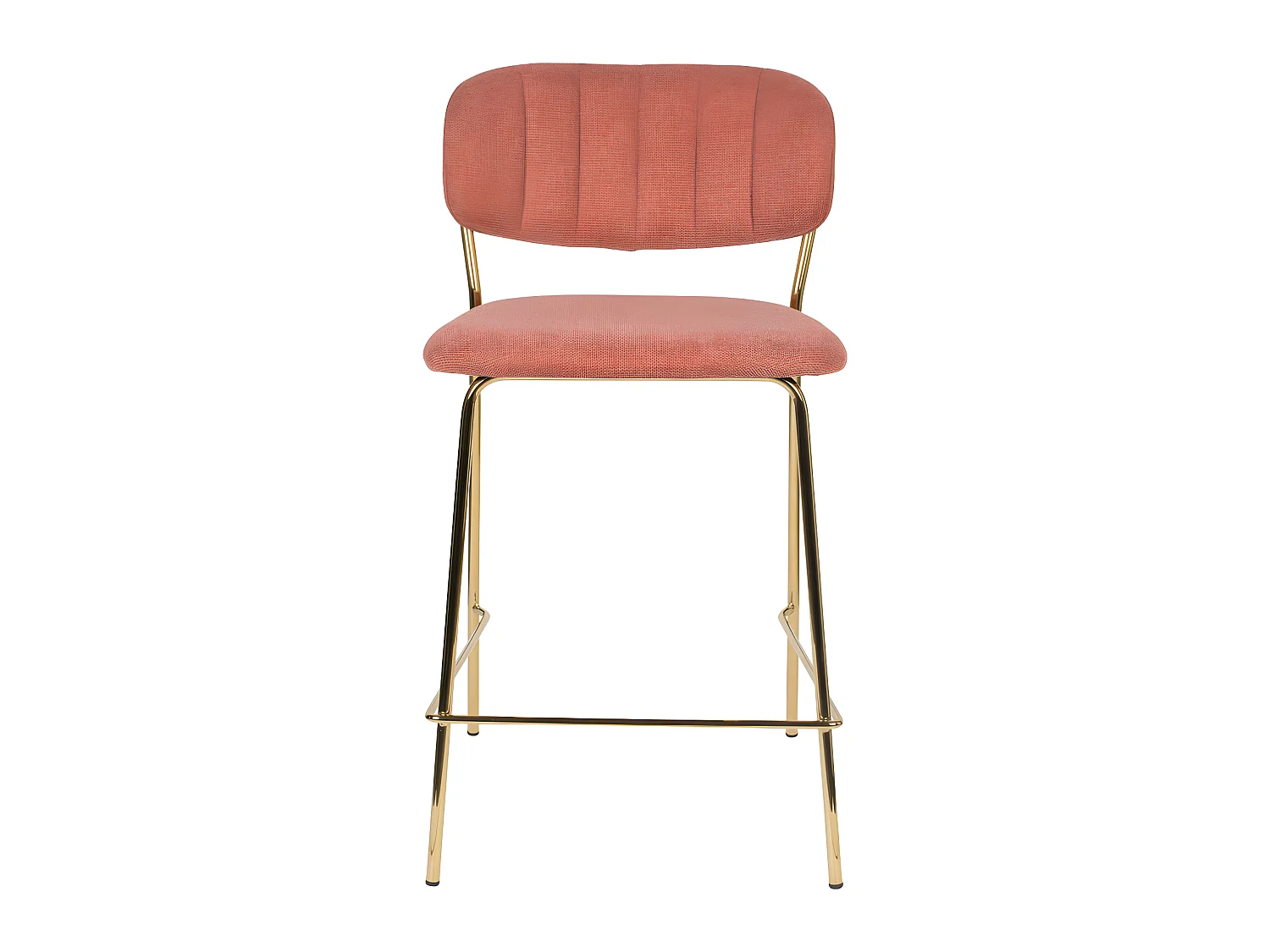 Jolien - Lot de 2 tabourets de bar en tissu avec pieds dorés H65cm - Rose