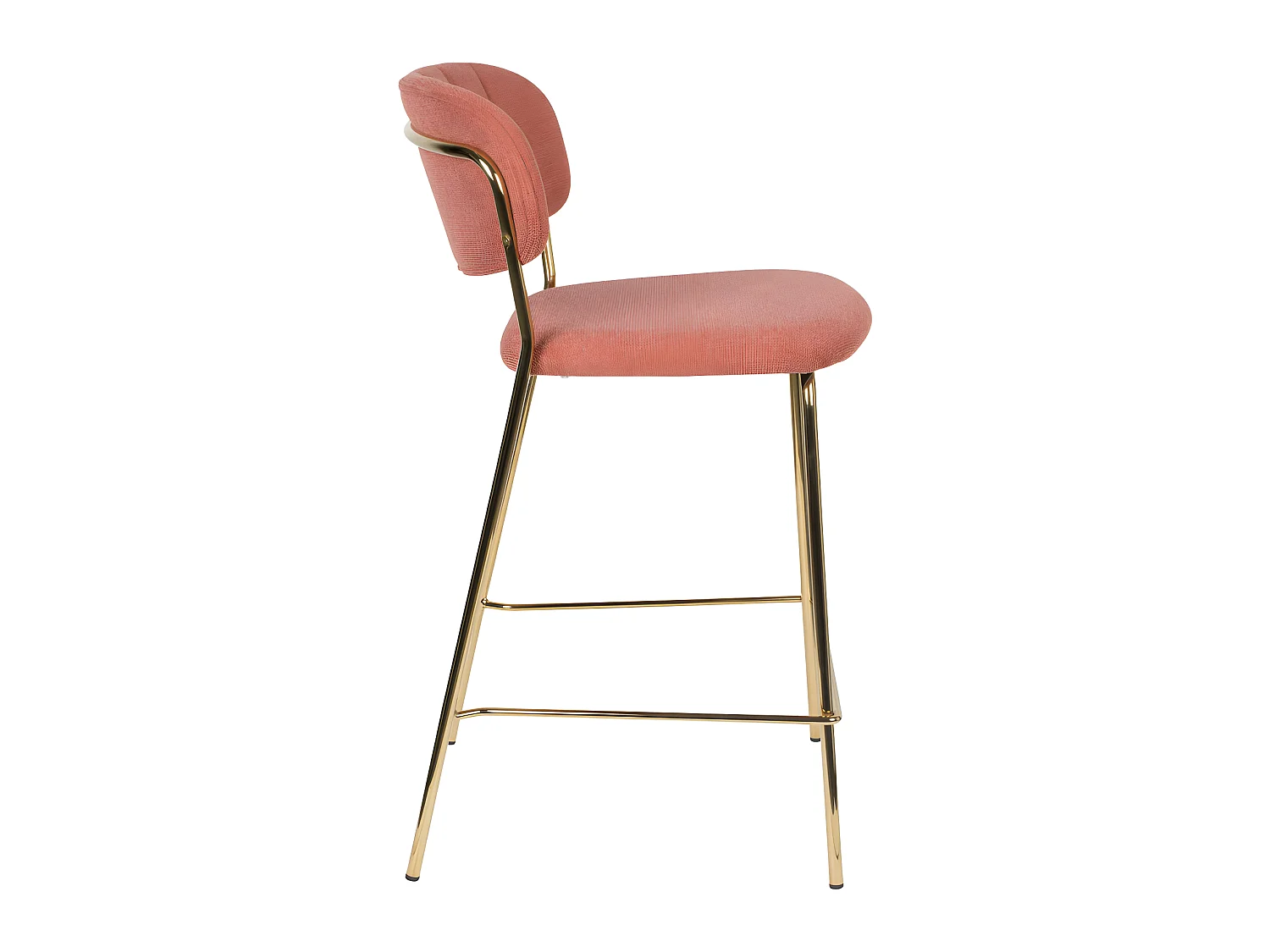Jolien - Lot de 2 tabourets de bar en tissu avec pieds dorés H65cm - Rose