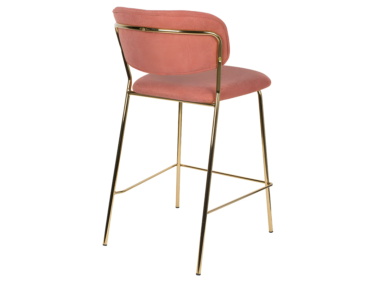 Jolien - Lot de 2 tabourets de bar en tissu avec pieds dorés H65cm - Rose