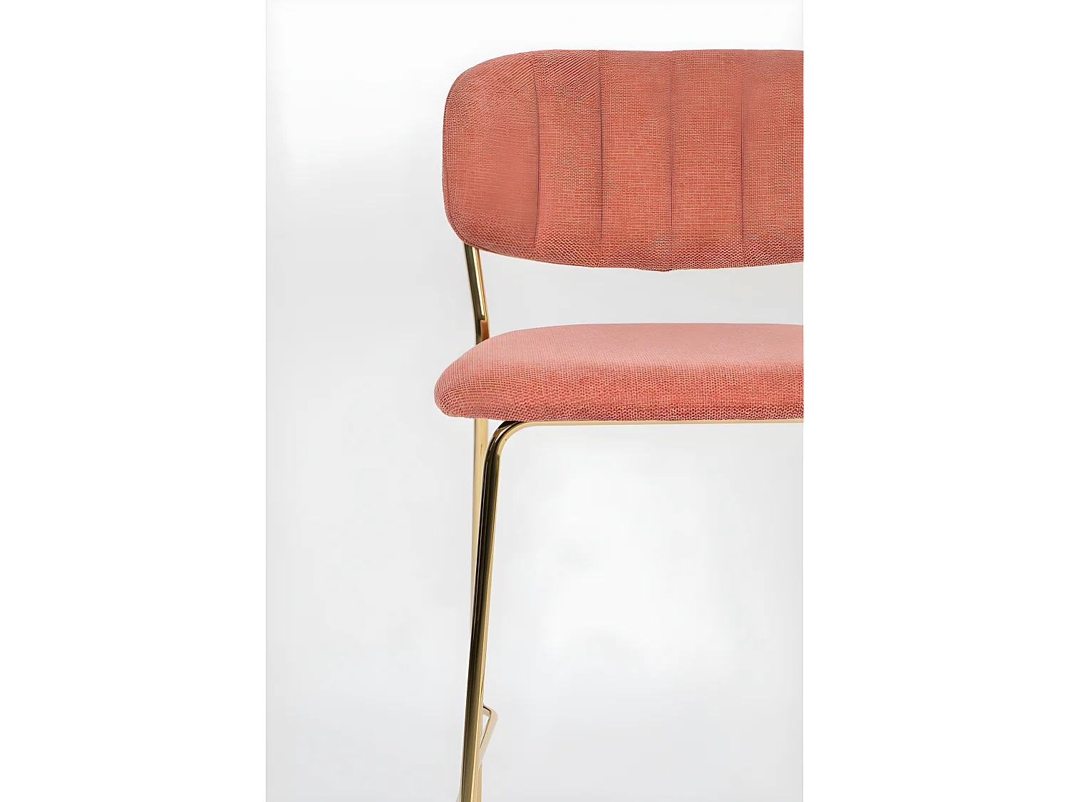 Jolien - Lot de 2 tabourets de bar en tissu avec pieds dorés H65cm - Rose