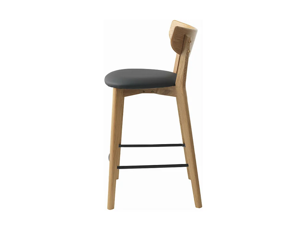 Aude - Lot de 2 chaises de bar en bois et simili H67cm - Bois clair