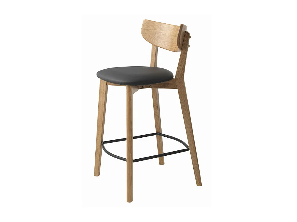 Aude - Lot de 2 chaises de bar en bois et simili H67cm - Bois clair