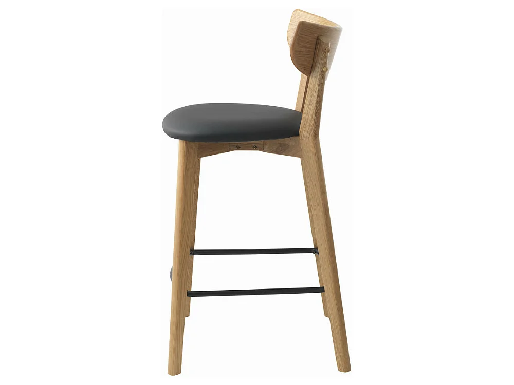 Aude - Lot de 2 chaises de bar en bois et simili H67cm - Bois clair